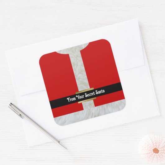 秘密のサンタスーツのパーソナライズされたクリスマス スクエアシール (封筒)