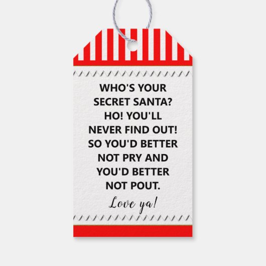 秘密のサンタ詩 ギフトタグ (裏面)