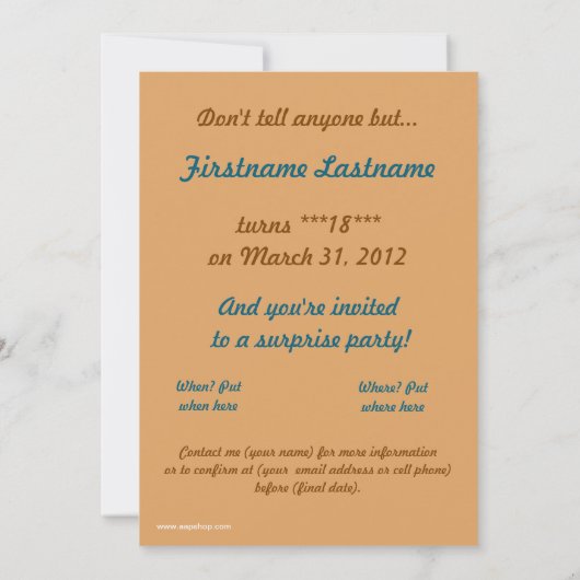 秘密のスパイの誕生日のびっくりパーティ 招待状 (裏面)