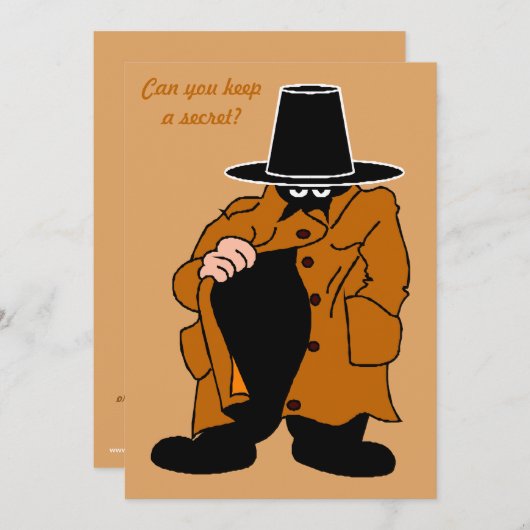 秘密のスパイの誕生日のびっくりパーティ 招待状 (正面/裏面)