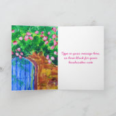 秘密のバラ園への美しく青い木のドア カード (内部)