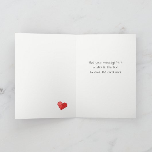 秘密のバレンタインの忍者のOrigamiのペーパーハートのピンク シーズンカード (内部)