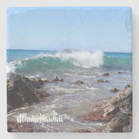 秘密のビーチのコースターのマウイの波 ストーンコースター (正面)