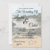 秘密のビーチ結婚式の招待状のマウイのレイ 招待状 (正面)