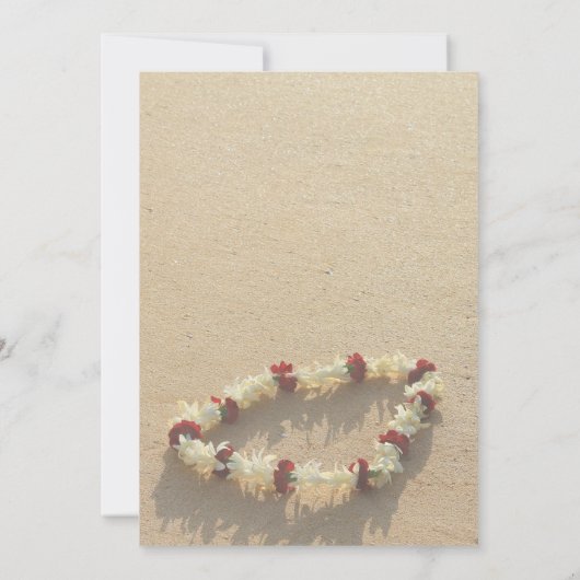 秘密のビーチ結婚式の招待状のマウイのレイ 招待状 (裏面)