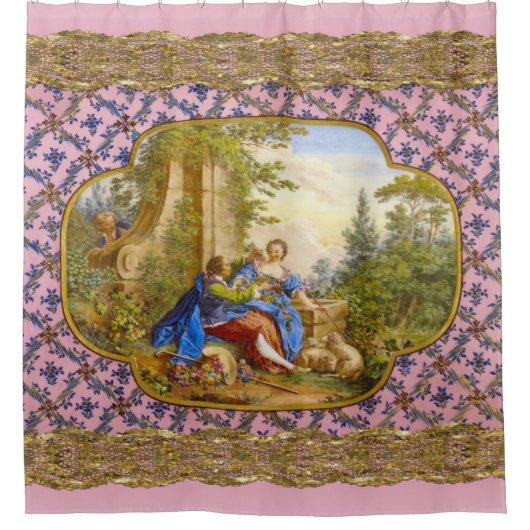 秘密のロマンス·バロック·パガーリーターフランスのン シャワーカーテン (正面)