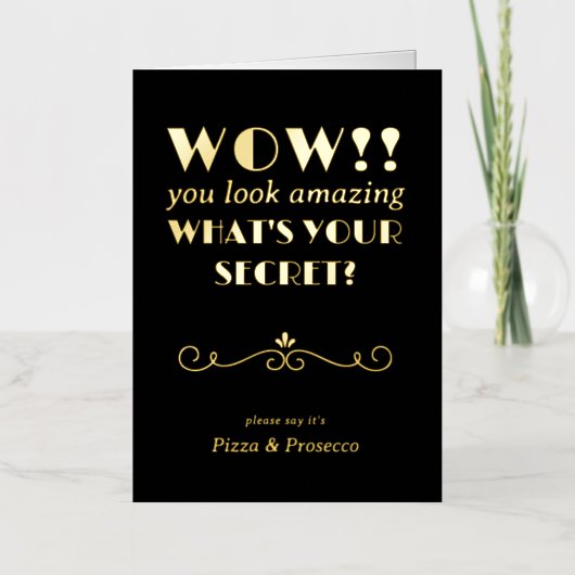 秘密のヴィンテージおもしろい入力金ゴールド 箔グリーティングカード (正面)