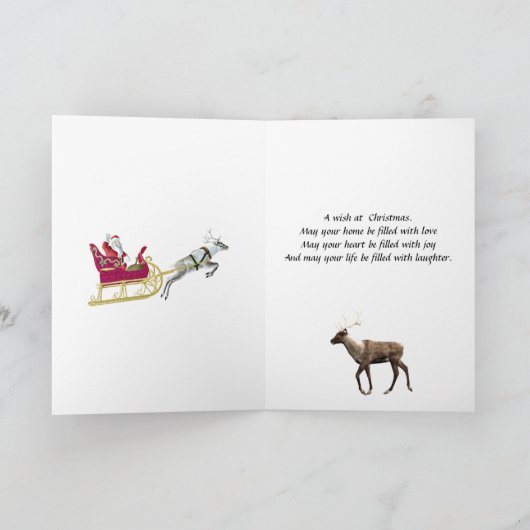 秘密の仲間のためのサンタとトナカイのクリスマスカード シーズンカード (内部)
