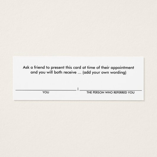 秘密の保お客様の紹介カードを使用しない (裏面)