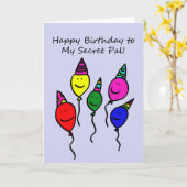 秘密の友達のバースデー・カード、気球の人々 カード (黄色い花)