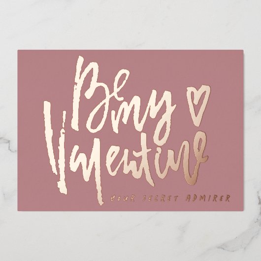 秘密の崇拝者のモダンバレンタインデー赤面ピンク 箔シーズンカード (正面)