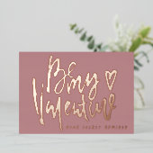 秘密の崇拝者のモダンバレンタインデー赤面ピンク 箔シーズンカード (立ち正面)