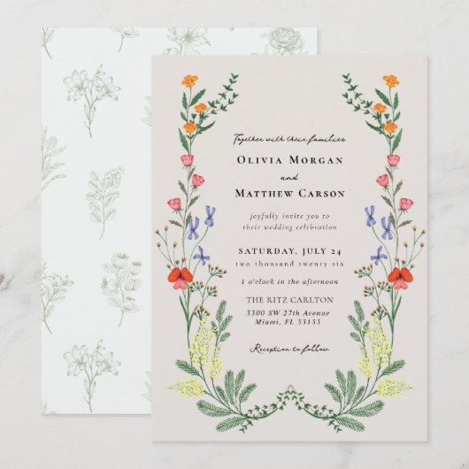 秘密の庭での結婚式 招待状 (正面/裏面)