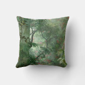秘密の庭の神秘的なジャングルの花と木 クッション (裏面)