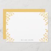 秘密の庭園の結婚式文房具 – マスタードイエロー ノートカード (正面/裏面)