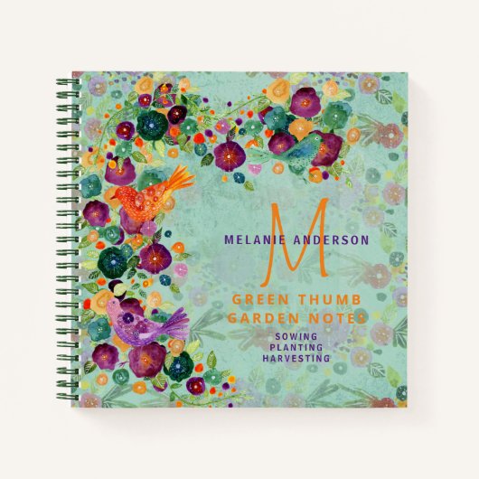 秘密の庭園の花と鳥の庭師の日記 ノートブック (正面)