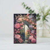 秘密の庭園レトロチャームエレガントフラワーズ ポストカード (スタンド正面)