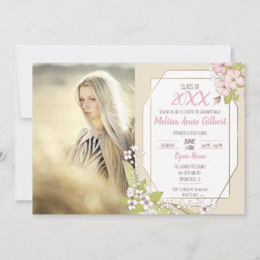 秘密の庭園卒業パーティーの写真 招待状 (正面)