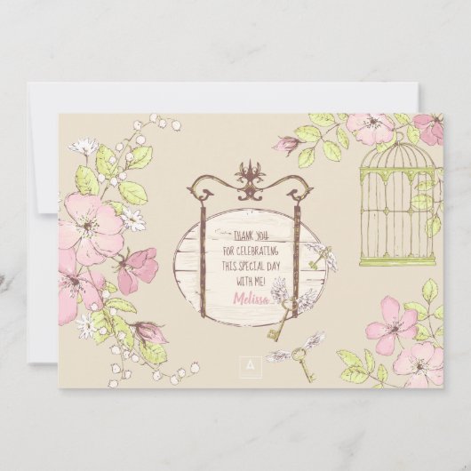 秘密の庭園卒業パーティーの写真 招待状 (裏面)