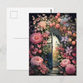 秘密の庭 レトロ チャーム エレガント フラワー ポストカード (正面/裏面)