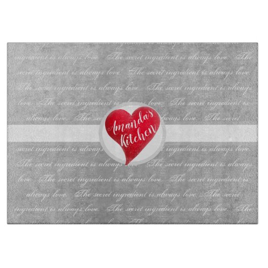 秘密の成分は常に愛の大理石ハート カッティングボード (正面)