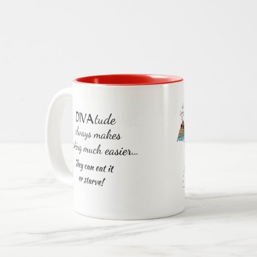 「秘密の成分はDIVAtude!」 ディバマグズ ツートーンマグカップ (正面左)