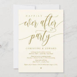 秘密の挙式、ハッピーエバーアフターパーティー、イエローゴールド 招待状