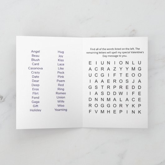 秘密の提案メッセージバレンタインカード カード (内部)