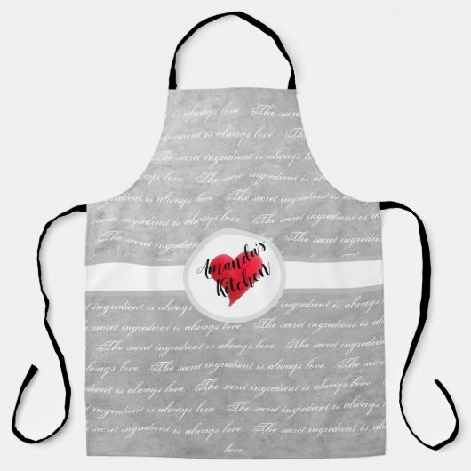 秘密の材料は常に愛のハート エプロン (正面)