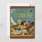 秘密の結婚帆船ロマンスカップル ポストカード (正面/裏面)