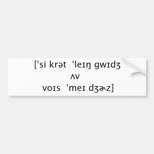 秘密の言語 バンパーステッカー (正面)