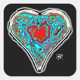 秘密の赤いハートの解剖学 v1.1 四角いステッカー スクエアシール