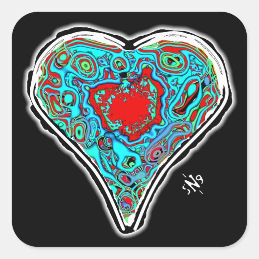 秘密の赤いハートの解剖学 v1.1 四角いステッカー スクエアシール (正面)