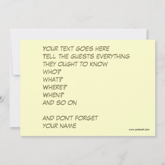 秘密の隠れた絵文字のサプライズパーティー 招待状 (裏面)