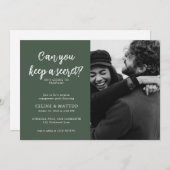 秘密は保あるか? | グリーンフォト婚約 招待状 (正面/裏面)