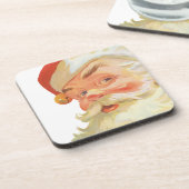 秘密を持つ陽気なサンタクロース、ヴィンテージクリスマス コースター (左側)