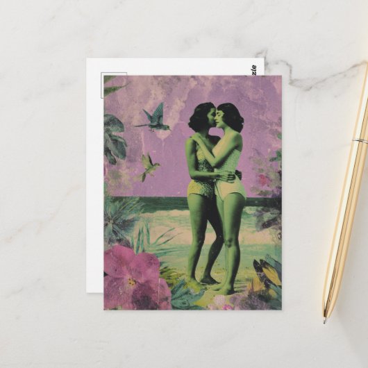 秘密を漏らすビーチの女性たち ポストカード (正面/裏面インサイチュ)