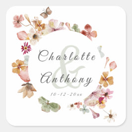 秘密エレガント庭繊細なフローラ結婚ズ スクエアシール