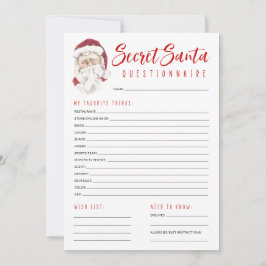 秘密サンタアンケートギフト交換パーティー ノートカード
