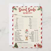 秘密サンタアンケートホリデーギフトクリスマス 招待状 (正面)