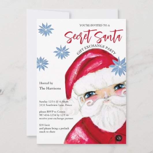 秘密サンタギフト交換クラシッククリスマス 招待状 (正面)