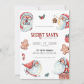 秘密サンタギフト交換クリスマスパーティー招待状 招待状 (正面)