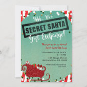 秘密サンタギフト交換クリスマスホリデーパーティー 招待状 (正面)