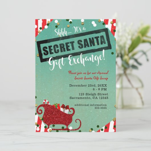 秘密サンタギフト交換クリスマスホリデーパーティー 招待状 (スタンド正面)