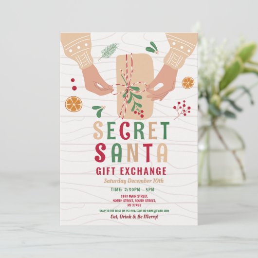秘密サンタギフト交換パーティークリスマスファミリー 招待状 (スタンド正面)