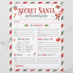 秘密サンタクリスマスギフト交換アンケート チラシ
