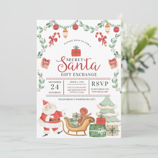 秘密サンタクリスマスホリデーギフト交換 招待状 (スタンド正面)