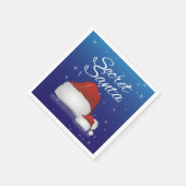 秘密サンタハットブルー背景クリスマスパーティー スタンダードカクテルナプキン (角)