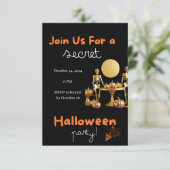 秘密ハロウィーン大人パーティの招待状-金ゴールド 招待状 (スタンド正面)