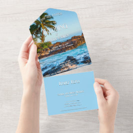 秘密ビーチマウイ、トロピカル、パラダイス結婚ズ オールインワン招待状